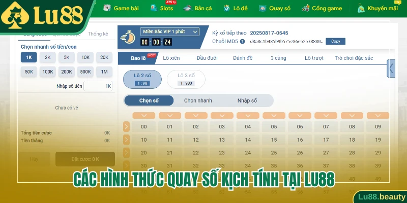 Các hình thức quay số kịch tính tại Lu88