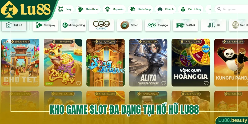 Kho game slot đa dạng tại Nổ hũ Lu88